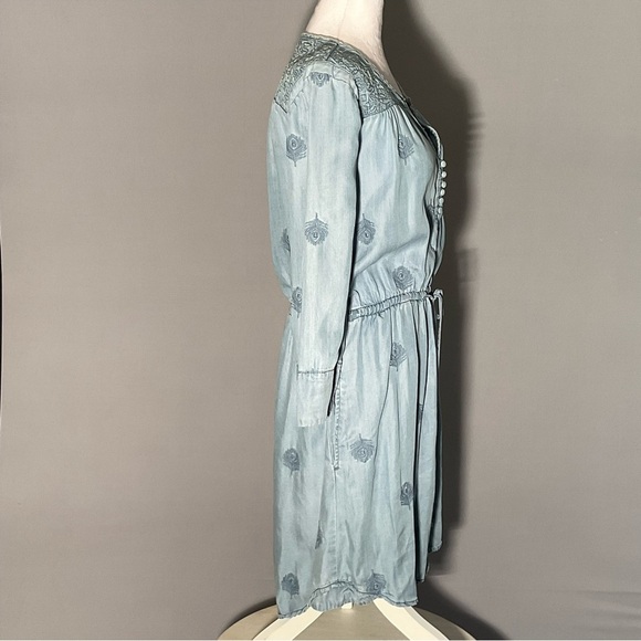 Holding Horses Embroidered Blue Cotton Dress | Resort Travel Boho - Picture 9 of 12